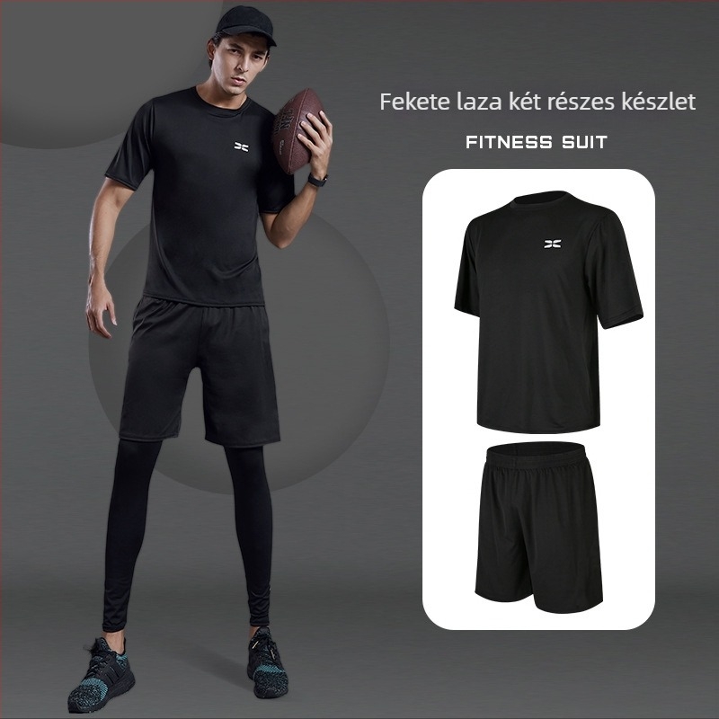 Férfi edzőruha futáshoz és jógához — poliészter anyag 94,5% és belső Milk Silk; alkalmas nyárra, tavaszra és őszre; futás, kerékpár és edzőtermi edzésekhez.