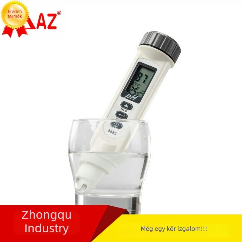 AZ8685 hordozható pH-mérő digitális kijelzővel, integrált érzékelővel, 0–14 pH mérési tartomány, pontosság ±0,2