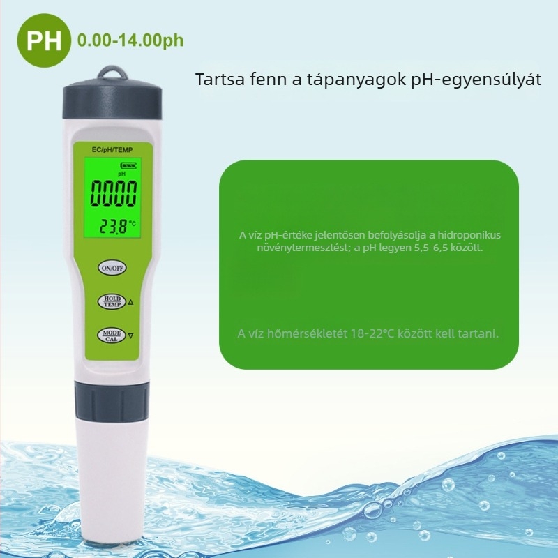 Hordozható pH-mérő üveg szondával, modell TPH01137, mérési tartomány 0.01-14.00 pH, tápegység 1.5V, márka Craftsman hall