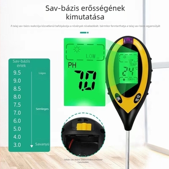 Négy az egyben talajmérő: pH, fény, hőmérséklet és páratartalom mérő
