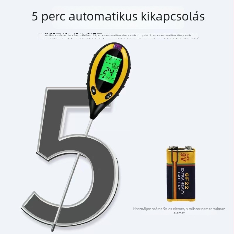 Négy az egyben talajmérő: pH, fény, hőmérséklet és páratartalom mérő