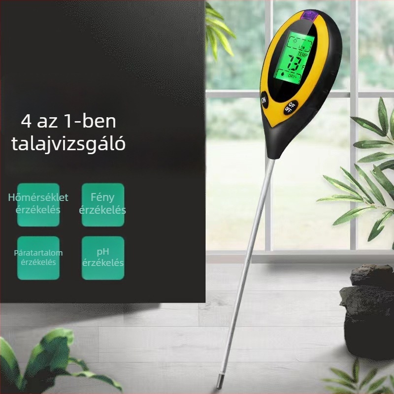 Négy az egyben talajmérő: pH, fény, hőmérséklet és páratartalom mérő