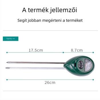 TR03 Három az egyben talajdetektor – pH-mérő és tápanyag-tesztelő kertészeti felhasználásra, pontosság 0,1, tömeg 90 g