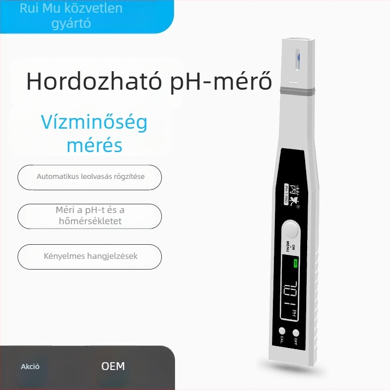 Ipari szennyvízhez használható hordozható pH-pen, színes kijelzővel, digitális olvasattal, intelligens, nagy pontosságú