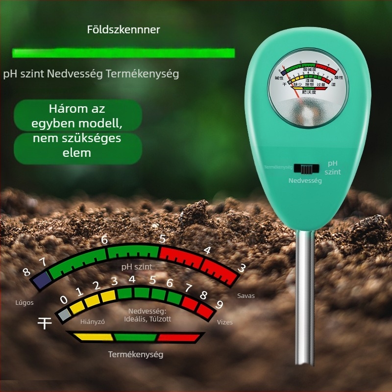 Talaj pH- és nedvességmérő MY808 – Üvegházak és cserepes növények számára, pontosság 0.2