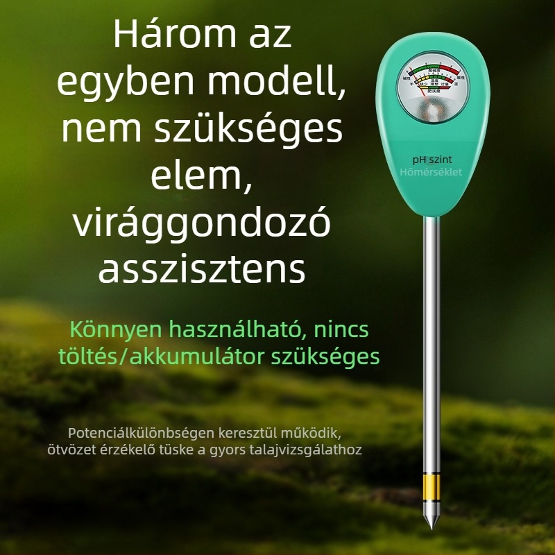 Talaj pH- és nedvességmérő MY808 – Üvegházak és cserepes növények számára, pontosság 0.2