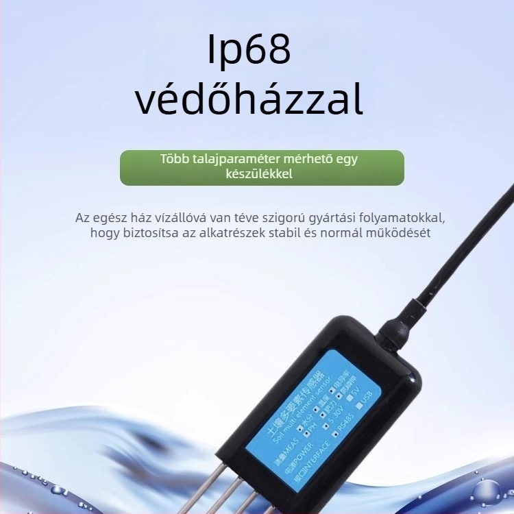 Talajérzékelő – többparaméteres mérés: hőmérséklet, nedvesség, pH, EC/vezetőképesség, NPK (modell BSK-TR, a Bingsheng Sensor márka, mezőgazdasági kísérletekhez)