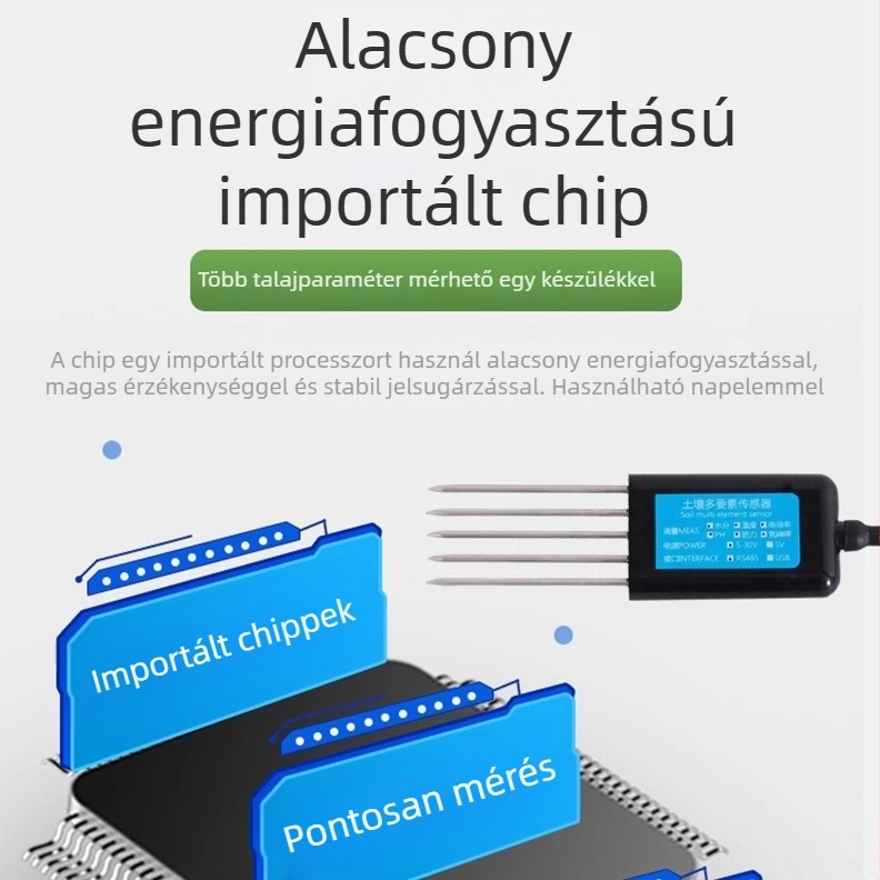 Talajérzékelő – többparaméteres mérés: hőmérséklet, nedvesség, pH, EC/vezetőképesség, NPK (modell BSK-TR, a Bingsheng Sensor márka, mezőgazdasági kísérletekhez)