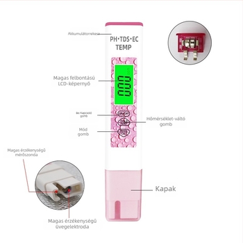 Többparaméteres vízminőség-analizátor pH-méréssel, 0,01 pH pontosság, 1 ppm felbontás, 3 V tápegység MF-01
