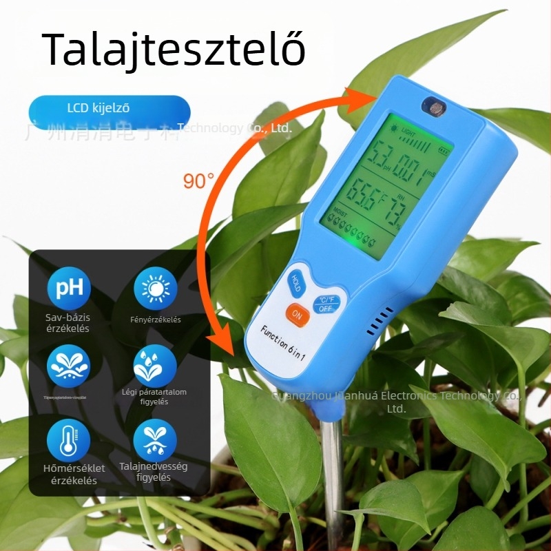 Új hatfunkciós talajdetektor, nagyképernyős digitális kijelzővel és pH-mérővel