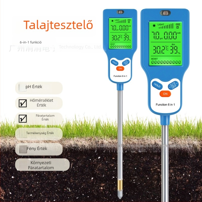 Új hatfunkciós talajdetektor, nagyképernyős digitális kijelzővel és pH-mérővel