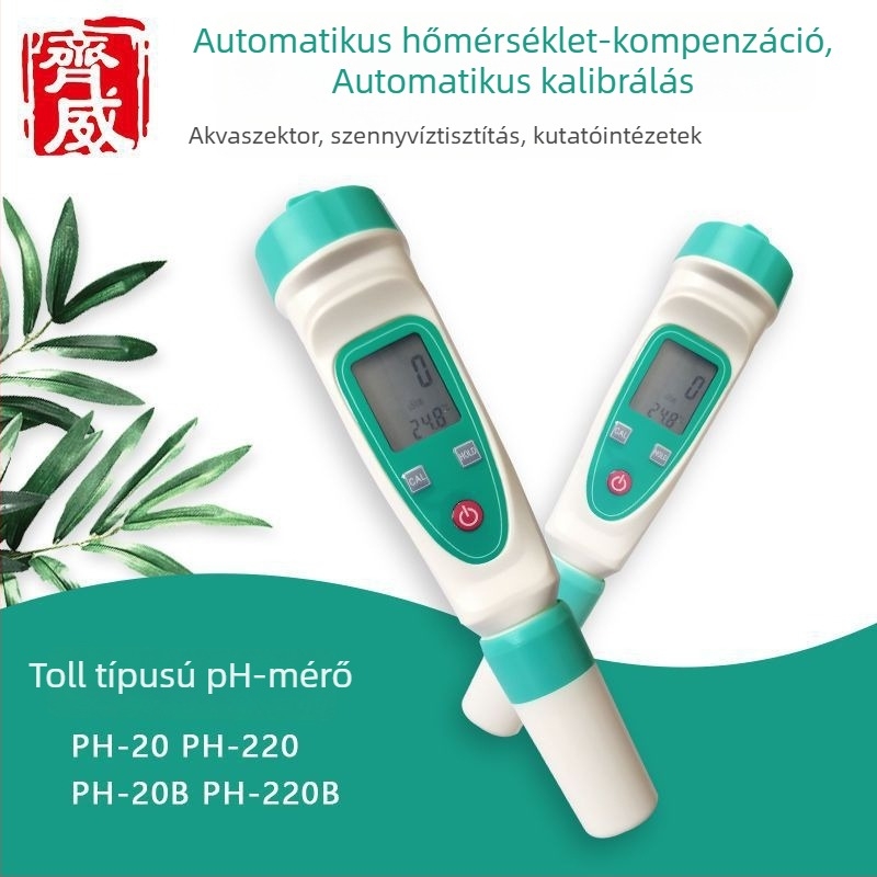 Qiwei PH-220 toll alakú pH-mérő elektróddal és buferoldattal, háttérvilágítású digitális kijelzővel a pH méréséhez