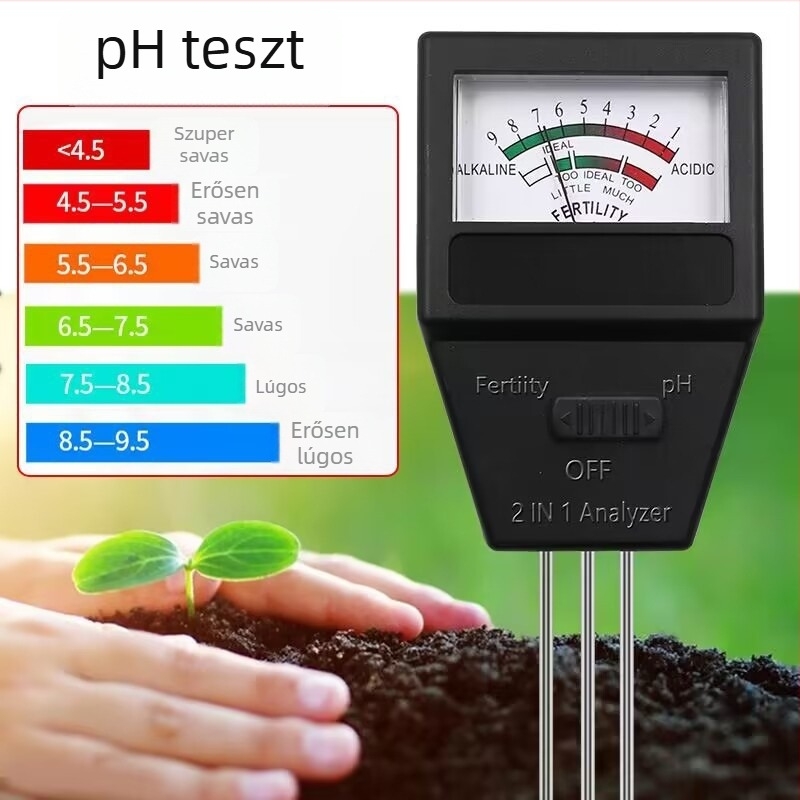 Kerthez való pH- és talajnedvesség mérő virágok és növények számára - 2 az 1-ben talajtápanyag-tesztelő