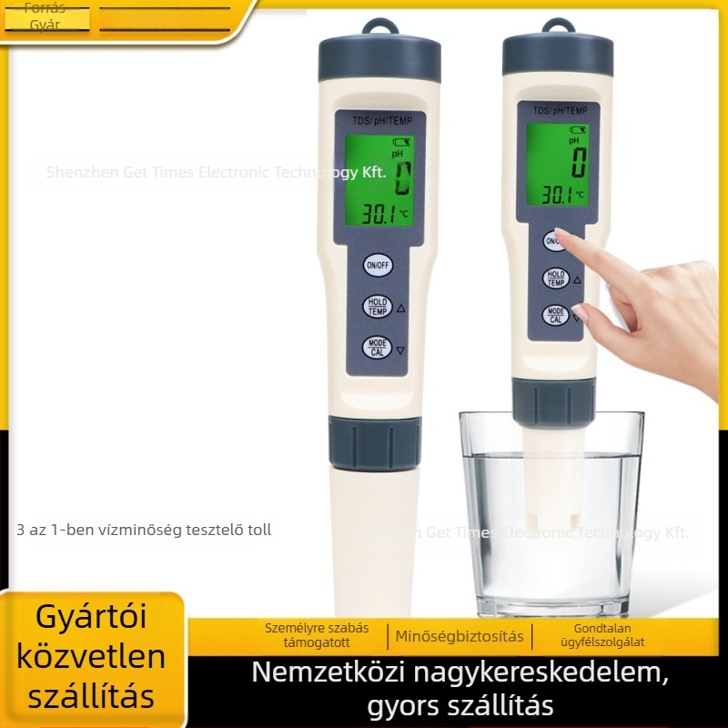Hordozható vízminőség-analizátor, pH-mérés, tartomány 0.00-14.00, pontosság 0.01, tápegység 3x1.5V, modell EC016BL
