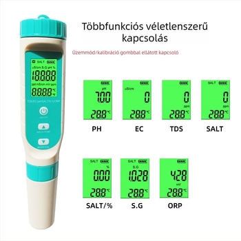 MDW7L hordozható vízminőség-analizátor: pH-tartomány 0–14, pontosság 0,05, működtetés 3×1,5 V