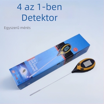 Négy az egyben talajtester nedvesség, hőmérséklet, pH és megvilágítás mérésére, digitális kijelző, 0,1-es pontossággal