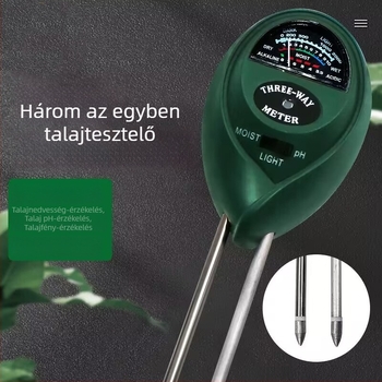 Három az egyben talajvizsgáló készülék – fény, nedvesség és pH mérővel