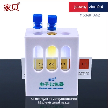 A62 hordozható vízminőség-analizátor pH, nehézfémek, oldott oxigén, összes keménység és szín-összehasonlítás; 9V tápegység; akvakultúra és laboratórium számára.