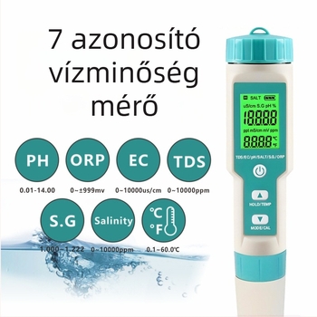 Hordozható vízminőség-elemző, modell C-600; pH-tartomány 0–14, pH-pontosság 0,01; energiaellátás: 3×1,5V
