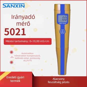 Hordozható pH mérő toll-stílusban; sótartomány 0-5 ppt; pontosság 0-10.00 mS/cm; tápellátás 2× AAA