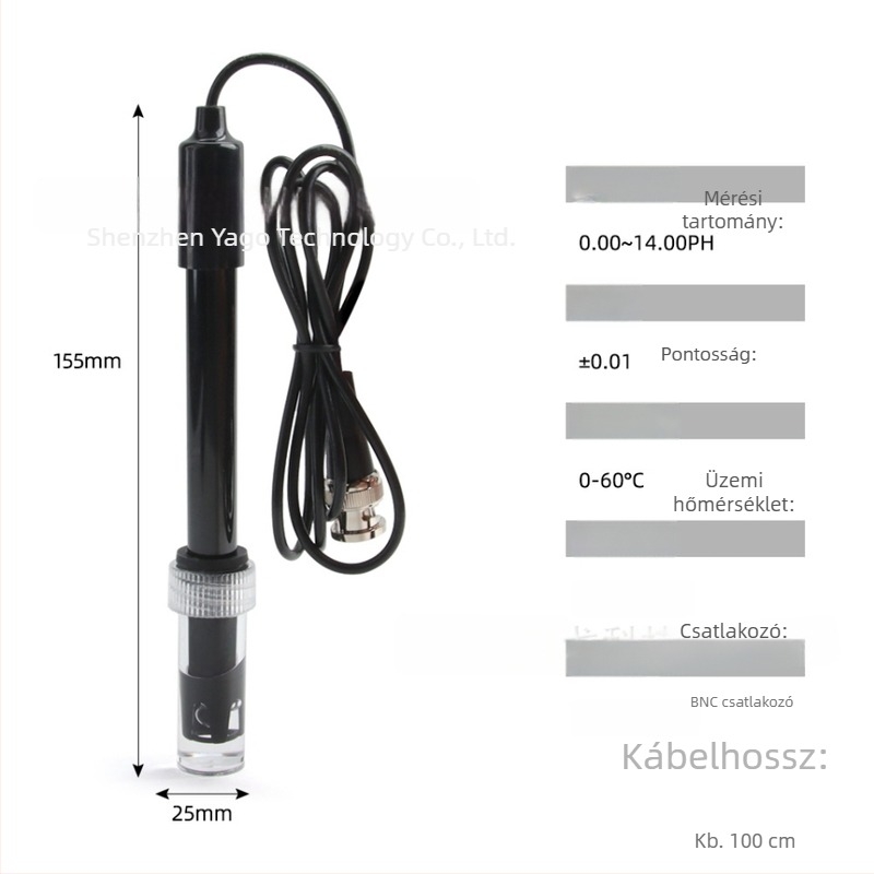 PH-201-C kompozit elektróda – pH elektróda fej BNC interfésszel, Q9 csatlakozás, kompatibilis a PHS-3C/PHS-25-tel