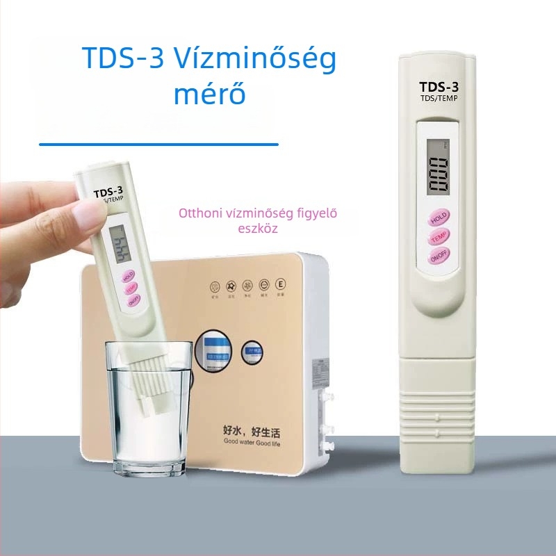Kézi vízminőség-analizátor - pH és összes keménység mérése, tartomány 0-9999 ppm / 1-14 pH / 0-9999 μS/cm, 3V tápegység, modell RWtds02
