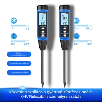 Talaj pH, EC és sótartalom mérő hőmérséklettel — Nagy pontosságú talaj detektor, Modell 605-606, Tömeg 300 g