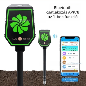 Bluetooth-kapcsolatú nyolc az egyben talajteszter — pH, termékenység, fény, hőmérséklet és nedvesség
