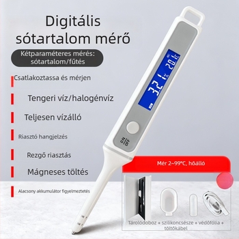 Hordozható, nagy pontosságú sótartalom-mérő — sóoldat, tengervíz és akvakultúra számára