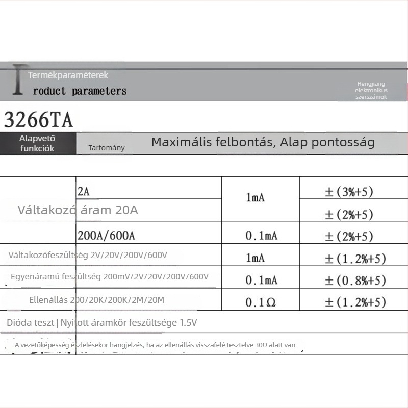 Tianyu TY3266TA kézi csipeszes digitális multiméter