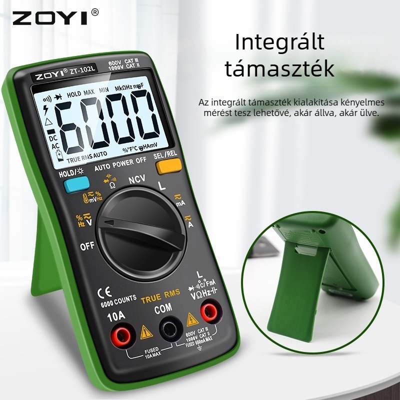 ZT-102L automatikus tartományú induktivitás mérő 60H, magas precizitás, égés elleni védelem, kapacitás és hőmérséklet mérés