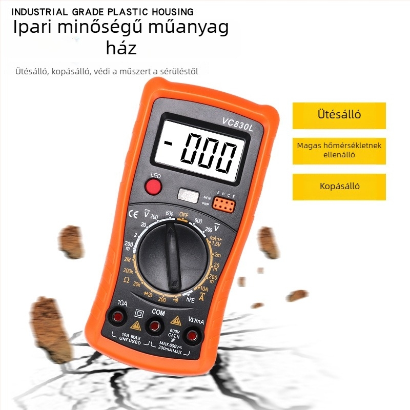 Precíz digitális multiméter, zsebméretű, A830L modell, teljes védelemmel és hangjelzővel
