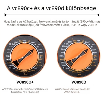 VC890D Digitális multiméter - kézi, professzionális használat, automatikus tartomány, dióda teszt, automatikus kikapcsolás