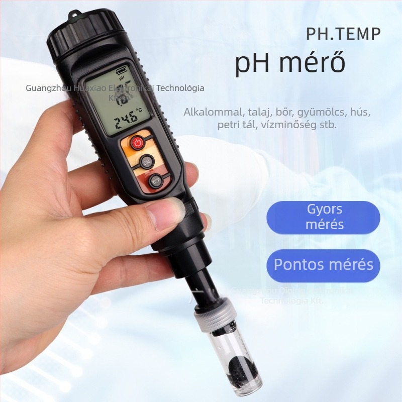 Hordozható sík pH mérő dagasztáshoz és talajhoz, pH-tartomány 0-14, pontosság 0,01 pH, hőmérséklet-tartomány 0-50°C, PH875 modell, Trickle márka