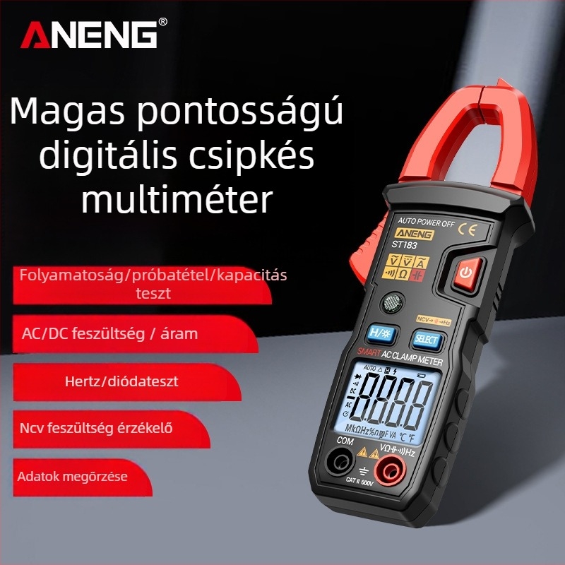 Magas precizitású fogómérő intelligens digitális kijelzővel és háttérvilágítással, sokoldalú AC/DC feszültségfogó mérő és multiméter