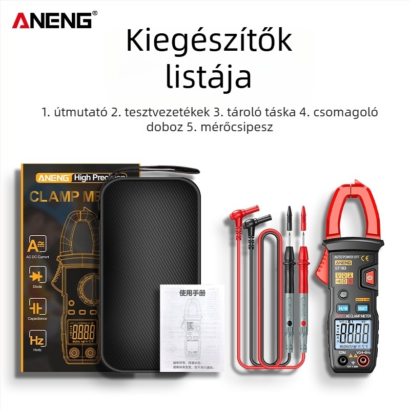 Magas precizitású fogómérő intelligens digitális kijelzővel és háttérvilágítással, sokoldalú AC/DC feszültségfogó mérő és multiméter