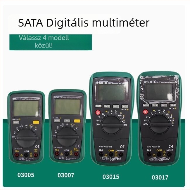 SATA/Shida kézben tartott digitális multiméter kijelzővel és hőmérséklet-méréssel (03015/03005/03007/03017)
