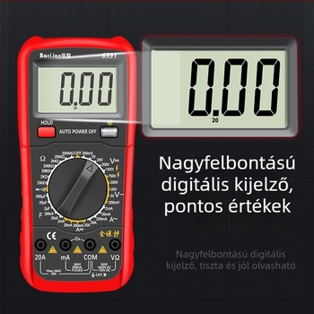 Digitális multiméter – nagy pontosságú, kiégés elleni védelem, kompakt kijelző, elektromos karbantartáshoz és tesztekhez