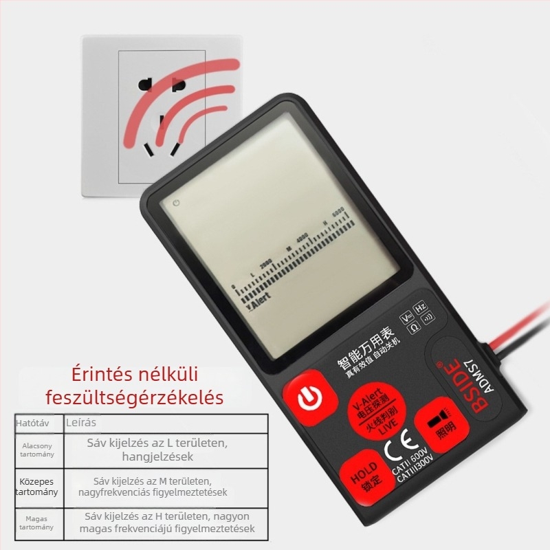 BSIDE ADMS7 digitális multiméter – nagy pontosságú, teljesen automata, égés elleni védelem, digitális kijelző, univerzális mérőeszköz