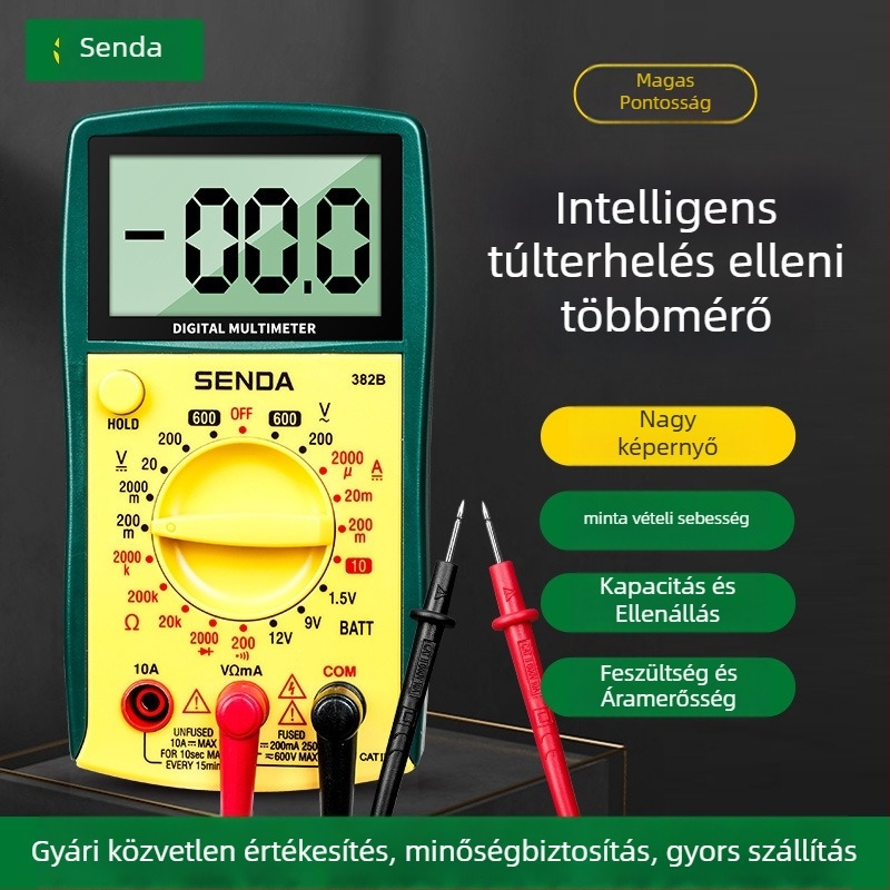 Shengda intelligens 8,3 millió méréses multiméter, többfunkciós univerzális mérőeszköz otthoni használatra, feszültség és áram mérése