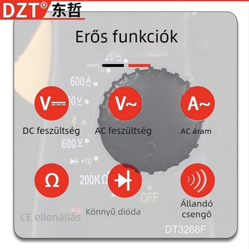 DT3266F klipszes multiméter - nagy pontosságú digitális kijelző, feszültség, áram és ellenállás mérése