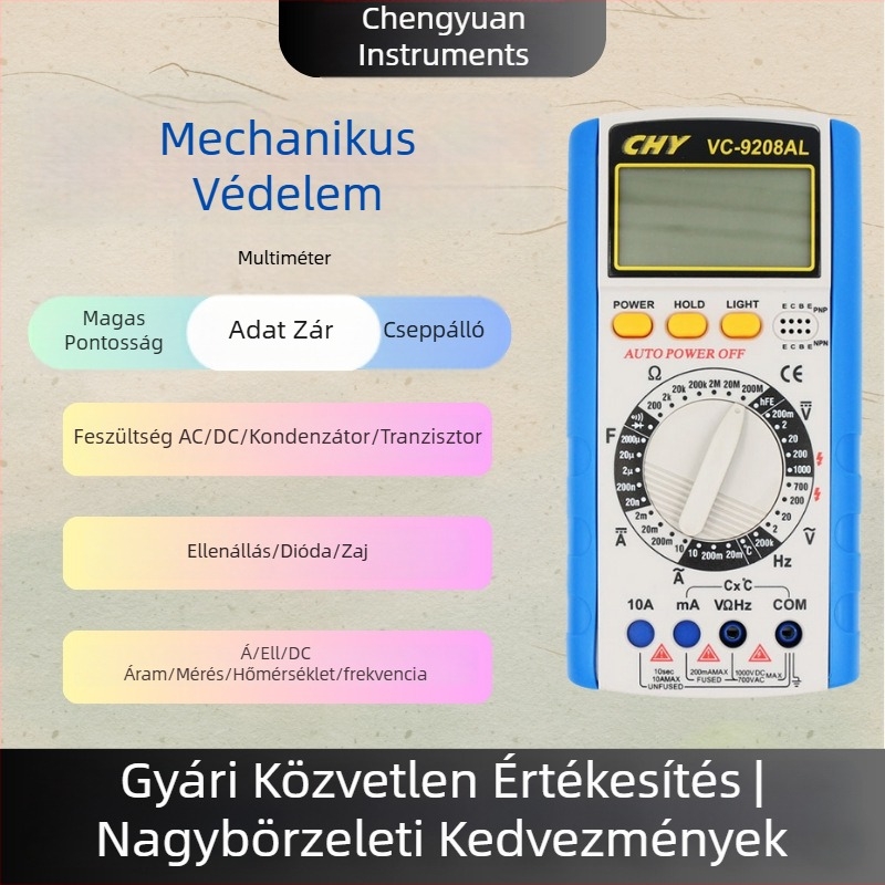 Chengyuan Electronics VC-9208AL digitális multiméter áram, feszültség, hőmérséklet és frekvencia mérésére
