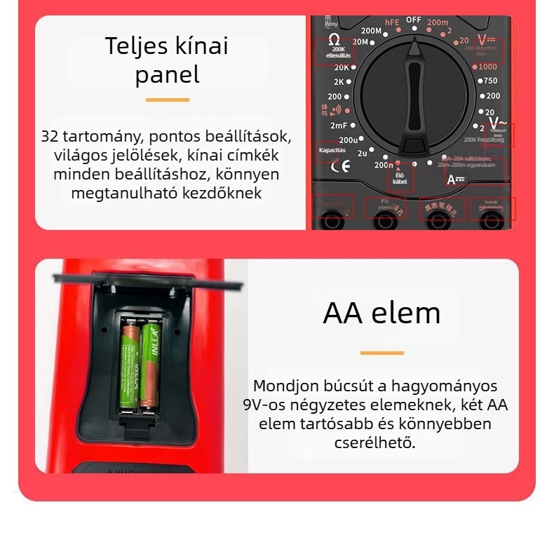 Digitális multiméter S2023 - True RMS, ultra vékony és könnyen hordozható, CE tanúsítvány, otthoni, diákok és szakemberek számára