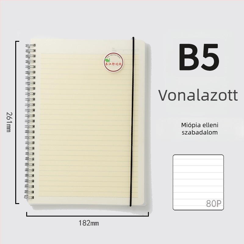 CJP spirálfüzet egyetemista számára, szemvédő sorozat, négyzetrácsos, 80 oldal, 80 g/m² papír, modell XPHB580-41PH