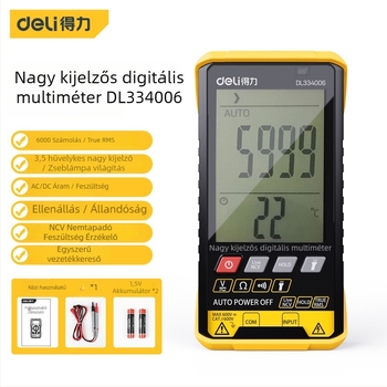 Deli multiméter nagy képernyővel, 5999 digit, három az egyben, CAT III, professzionális használathoz