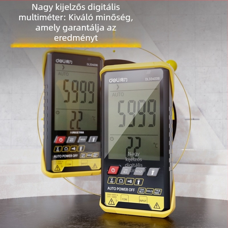Deli multiméter nagy képernyővel, 5999 digit, három az egyben, CAT III, professzionális használathoz