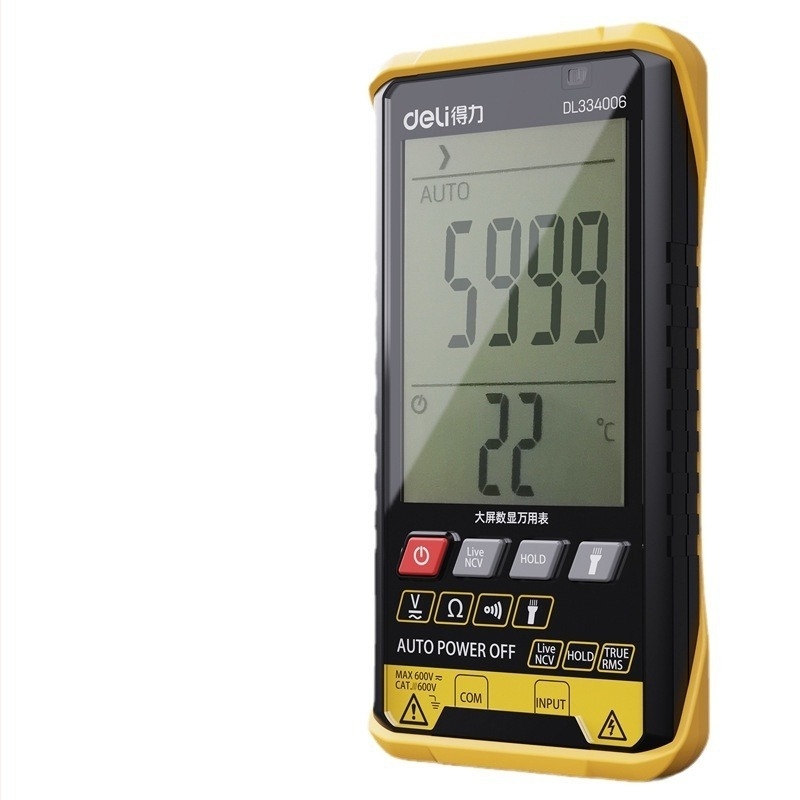 Deli multiméter nagy képernyővel, 5999 digit, három az egyben, CAT III, professzionális használathoz
