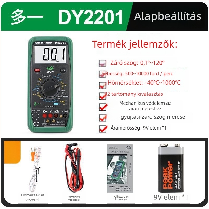 One More DY2201A Digitális Multiméter – Professzionális Autójavításhoz, Magas Pontosság, Teljesen Automata