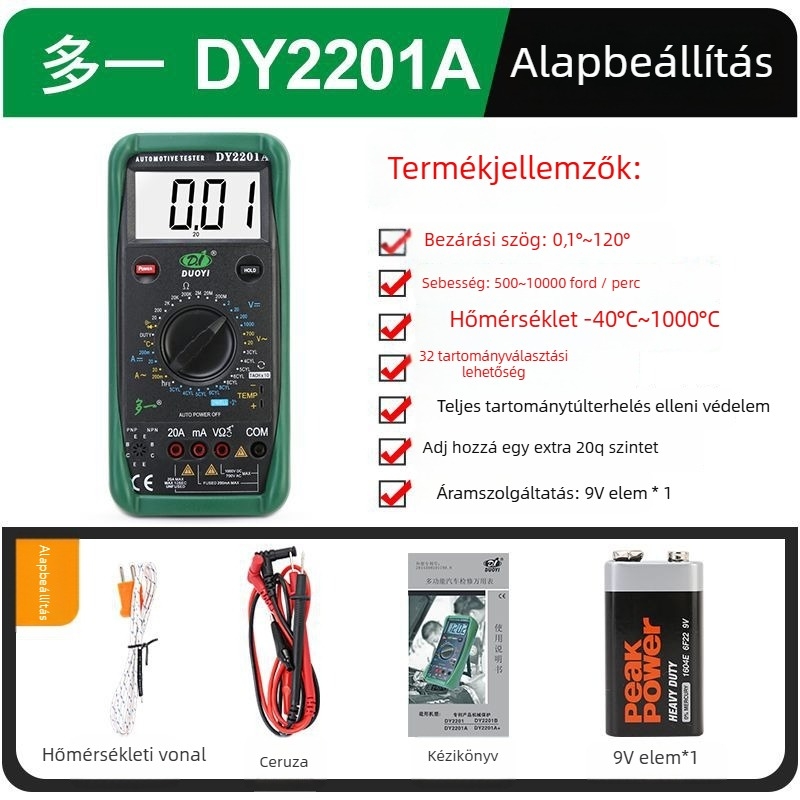 One More DY2201A Digitális Multiméter – Professzionális Autójavításhoz, Magas Pontosság, Teljesen Automata