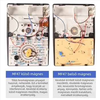 MF47 mutató típusú analóg multiméter – belső mágneses mechanikus rendszer, nagy pontosság, UL tanúsított, diákok számára